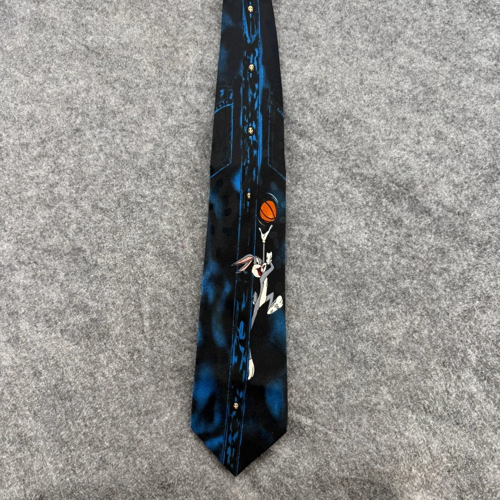 Looney Tunes Tie Mens OS‎ Blue Bugs Bunny Basketball Space Jam Vintage 90s Mania